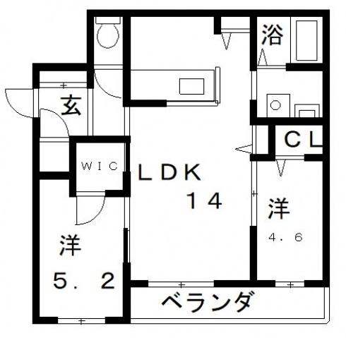 シャーメゾン グランデール清和(2LDK/2階)の間取り写真