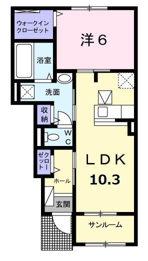 ブルゴーニュ(1LDK/1階)の間取り写真