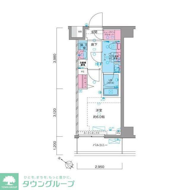 ジェノヴィア川崎IIスカイガーデン(1K/2階)の間取り写真