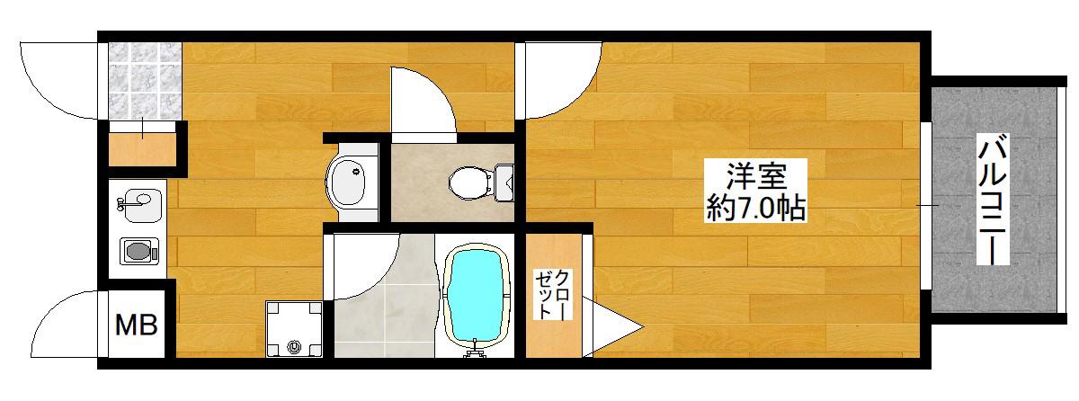 ハイムミニヨンII(1K/3階)の間取り写真