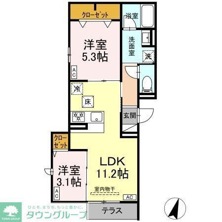 D-PRECIOUS高野台(2LDK/1階)の間取り写真