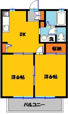 グランシェルさやか(2DK/1階)の間取り写真