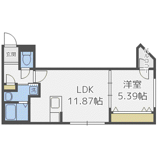 プレジオS11(1LDK/2階)の間取り写真