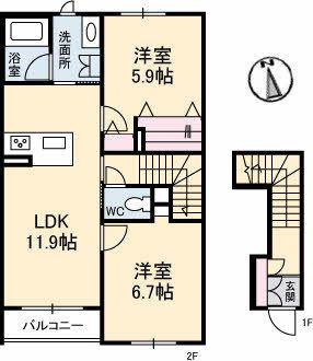 アビイロード183(2LDK/2階)の間取り写真
