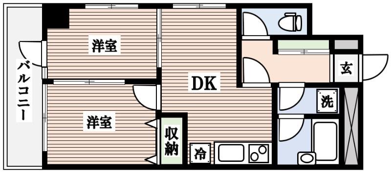 ダイアパレス新宿一丁目(2DK/3階)の間取り写真