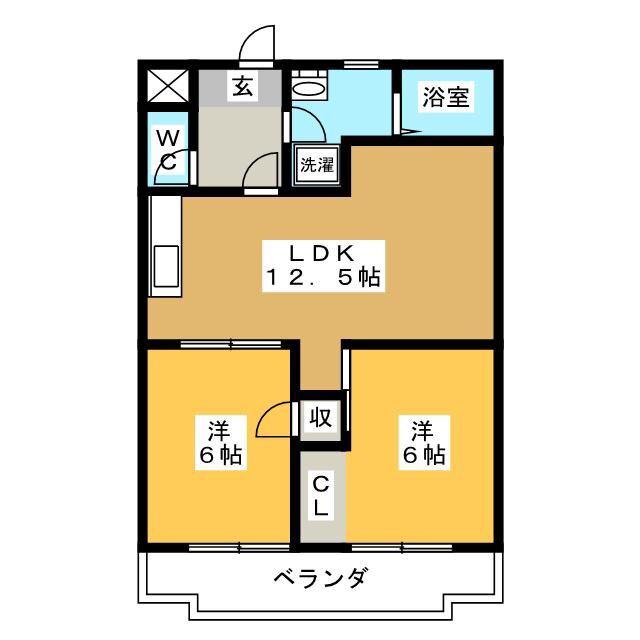ルミエール若森 I(2LDK/1階)の間取り写真