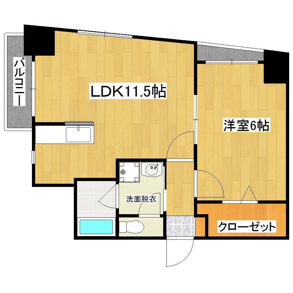 メルシィフォンテーヌ(1LDK/6階)の間取り写真