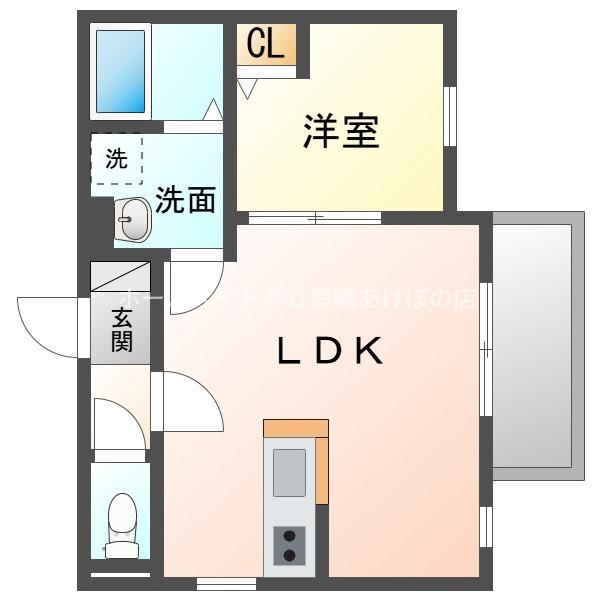 ジュエル豊橋(1LDK/3階)の間取り写真