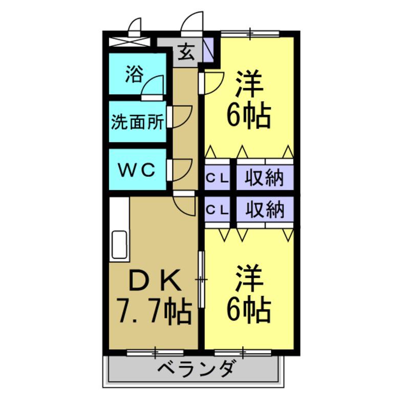 虹の丘BRAIN(2DK/3階)の間取り写真