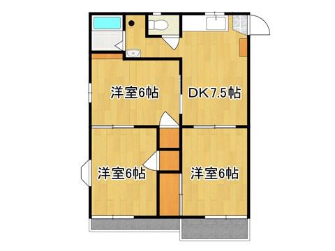 フォーブル湯村B棟(3DK/1階)の間取り写真