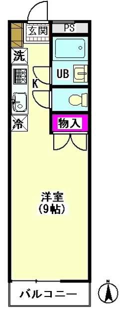 サンパティオサンアイパート5(1K/3階)の間取り写真