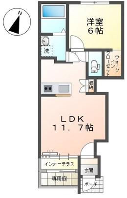 田代新町アパート(1LDK/1階)の間取り写真