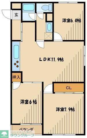 東林間コーポラス(3LDK/4階)の間取り写真