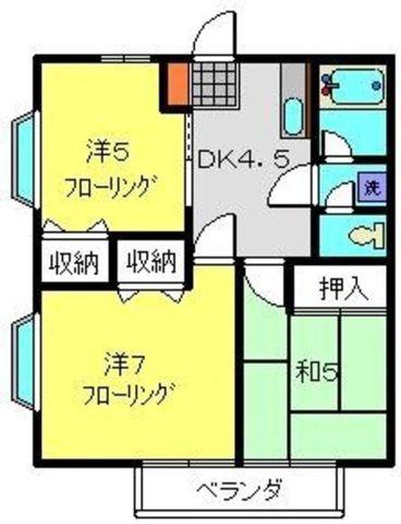 プラムガーデンB(3DK/2階)の間取り写真