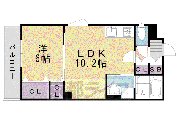 クリエオーレ滝ノ町(1LDK/3階)の間取り写真
