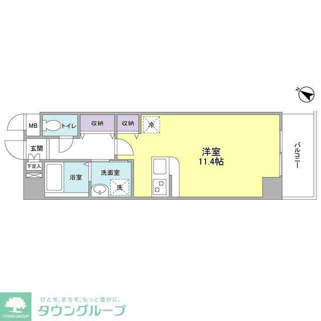 ソリッド大橋(ワンルーム/12階)の間取り写真