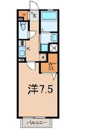 ソレイユイースト(1K/1階)の間取り写真