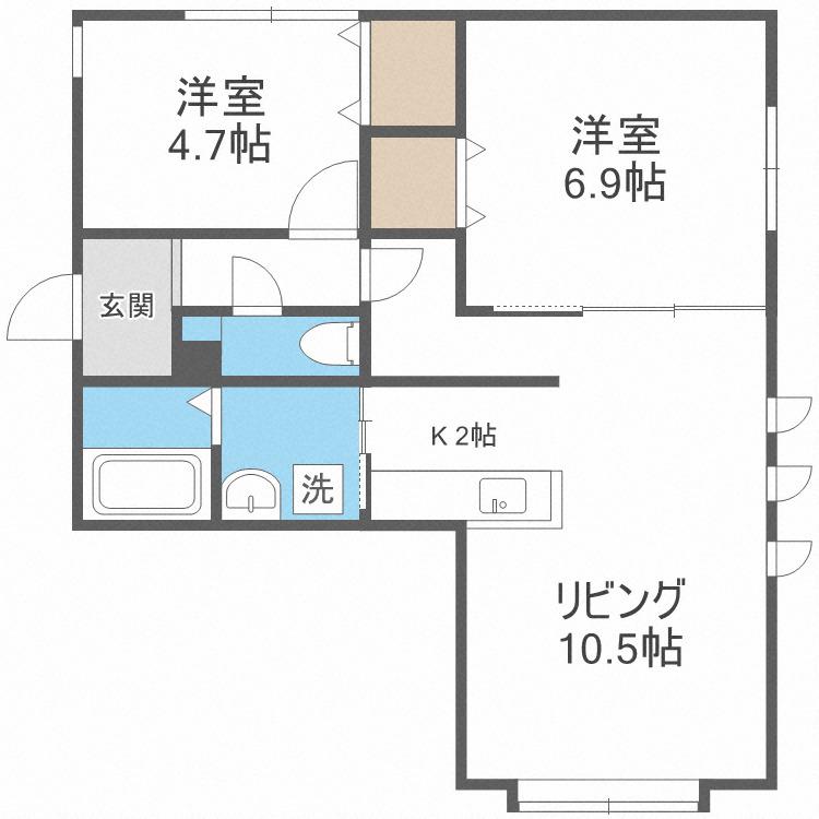 GRANDEUR(2LDK/2階)の間取り写真