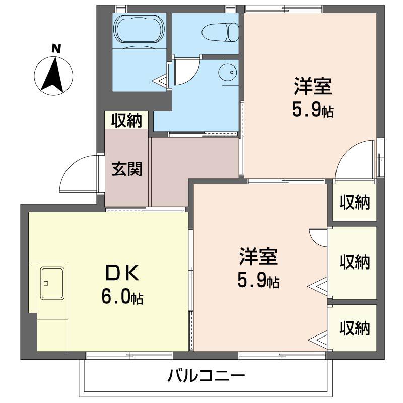 シャーメゾン アルストミハリA(2DK/2階)の間取り写真