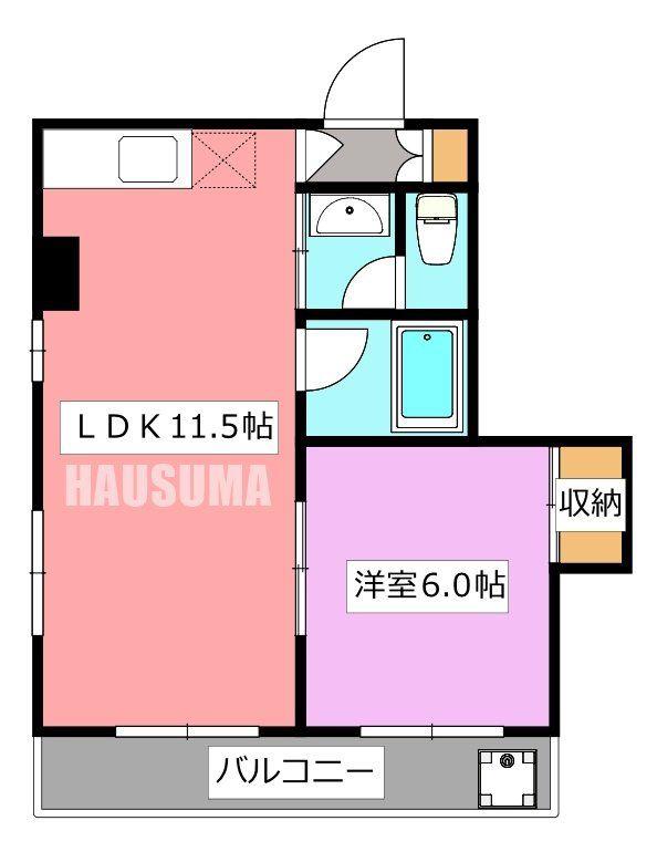 メープルメゾン(1LDK/4階)の間取り写真
