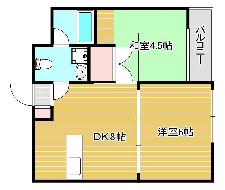 ラ・パレス桜川(2DK/2階)の間取り写真