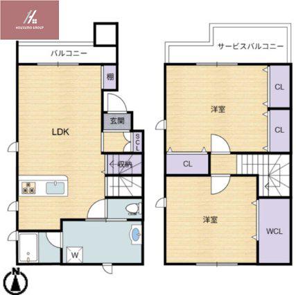 CASA FELIZ平野東(2LDK/1階)の間取り写真