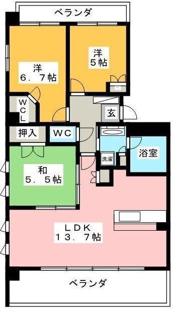 パークアクシス大船(3LDK/5階)の間取り写真