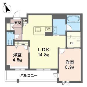 グランパティオ梶ヶ谷(2LDK/4階)の間取り写真