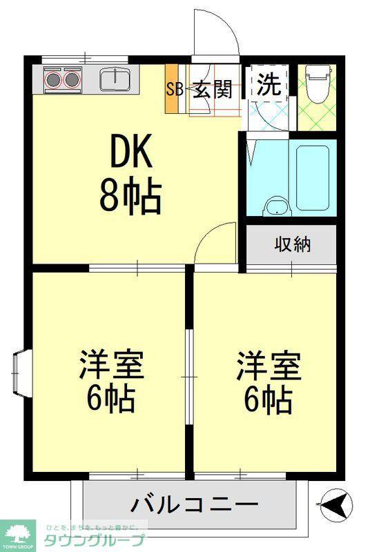 エステートピア能見台(2DK/1階)の間取り写真