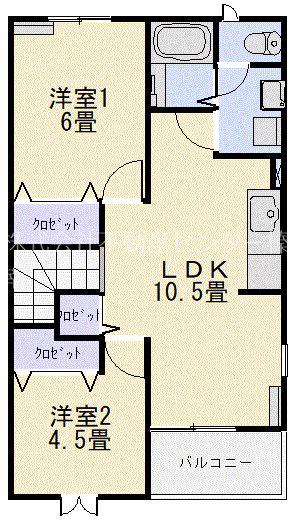 メゾンプラージュ A(2LDK/2階)の間取り写真