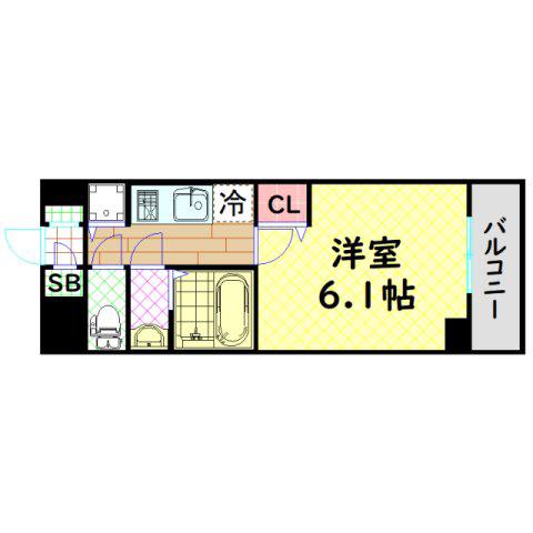 LA DOUCEUR桜川(1K/7階)の間取り写真