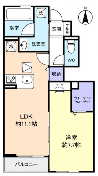 MALIEII(1LDK/1階)の間取り写真