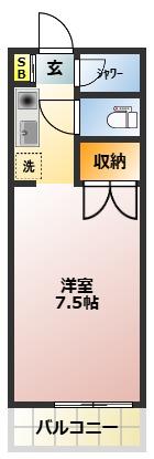 コーポたかやま(1K/2階)の間取り写真