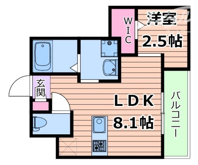 リアコート千里丘Iサウス(1LDK/2階)の間取り写真