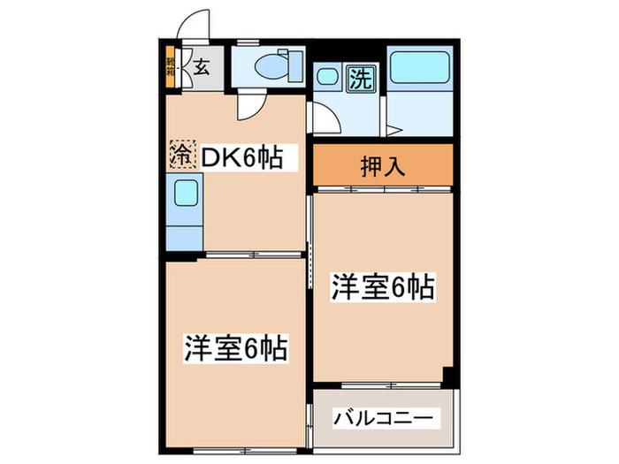 エクセル羽沢(2DK/2階)の間取り写真