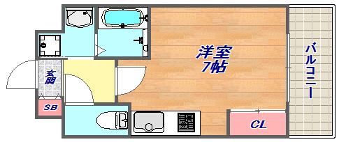 ベルヴィ六甲(ワンルーム/2階)の間取り写真