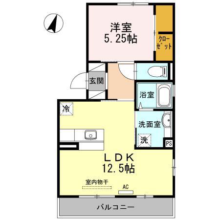 ラ・カーサ ミーア A棟(1LDK/3階)の間取り写真