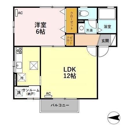 アンセスターY・SIII(1LDK/1階)の間取り写真