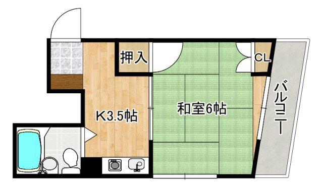 宮正商船ビル(1K/4階)の間取り写真
