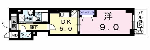 ミッド ヴィラ レジデンス(1DK/4階)の間取り写真