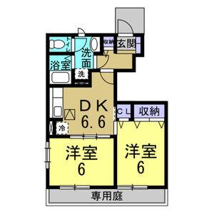 ソレイユ富貴B(2DK/1階)の間取り写真