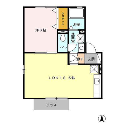 メゾン・プレミールB棟(1LDK/1階)の間取り写真
