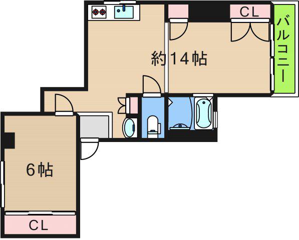 ニコーハイツ住吉(1LDK/6階)の間取り写真