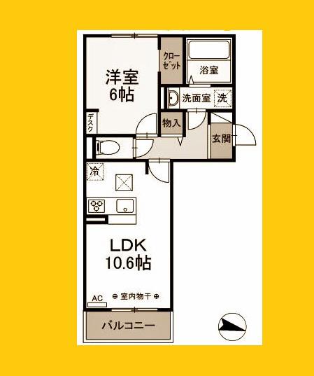ウェルデンスD-STAY(1LDK/1階)の間取り写真