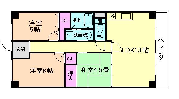 シャルマンド箕面(3LDK/3階)の間取り写真