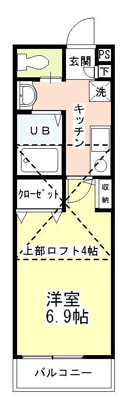 スマイルハウス(1K/2階)の間取り写真