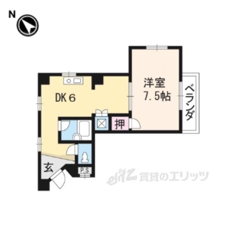 マウンテンヴィレッジ(1DK/1階)の間取り写真