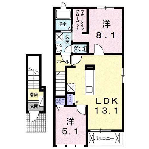 ベルフルール(2LDK/2階)の間取り写真