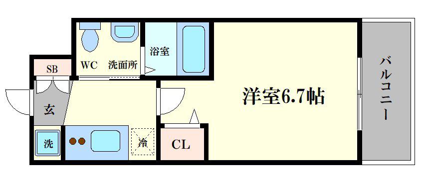 エグゼ弁天町(1K/4階)の間取り写真