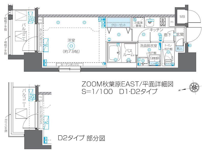 ZOOM秋葉原イースト(1K/8階)の間取り写真